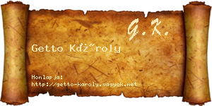 Getto Károly névjegykártya