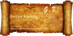 Getto Károly névjegykártya